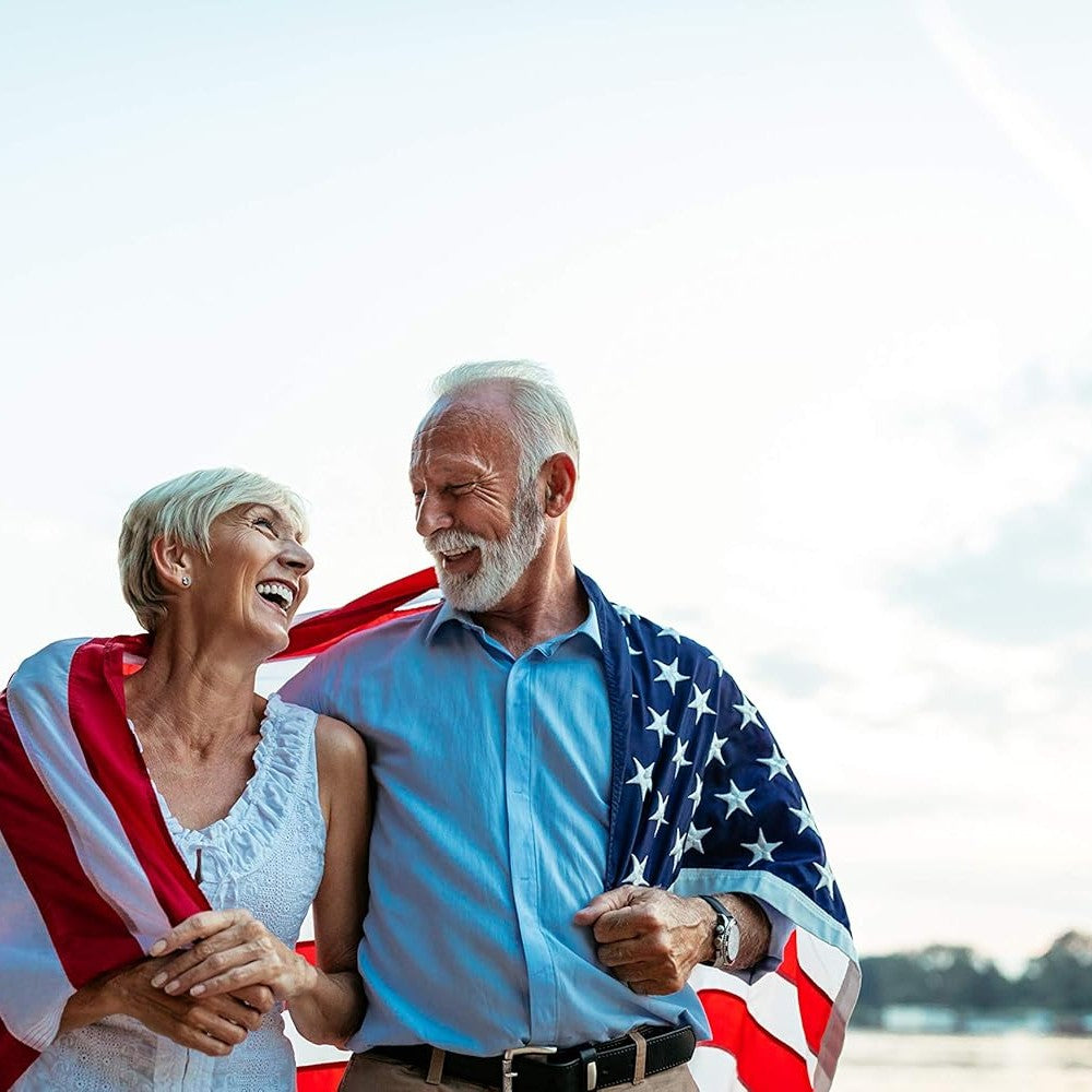 Outdoors Longest Lasting American Flag flying on outdoor flagpole