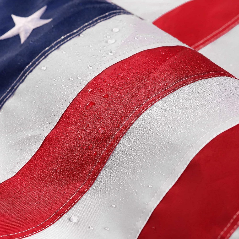 Outdoors Longest Lasting American Flag close-up showing fabric texture and vivid colors