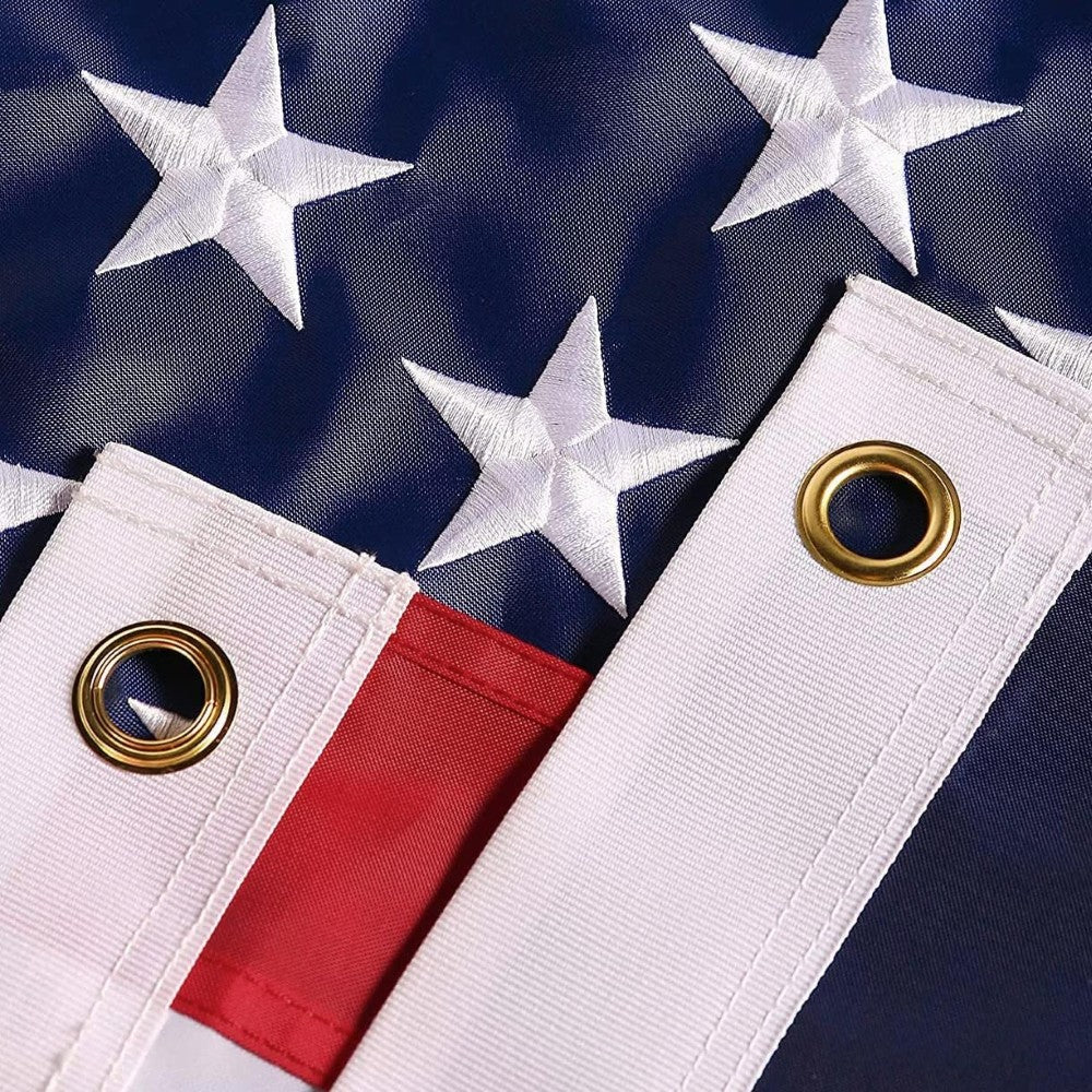 Outdoors Longest Lasting American Flag with brass grommet hardware detail