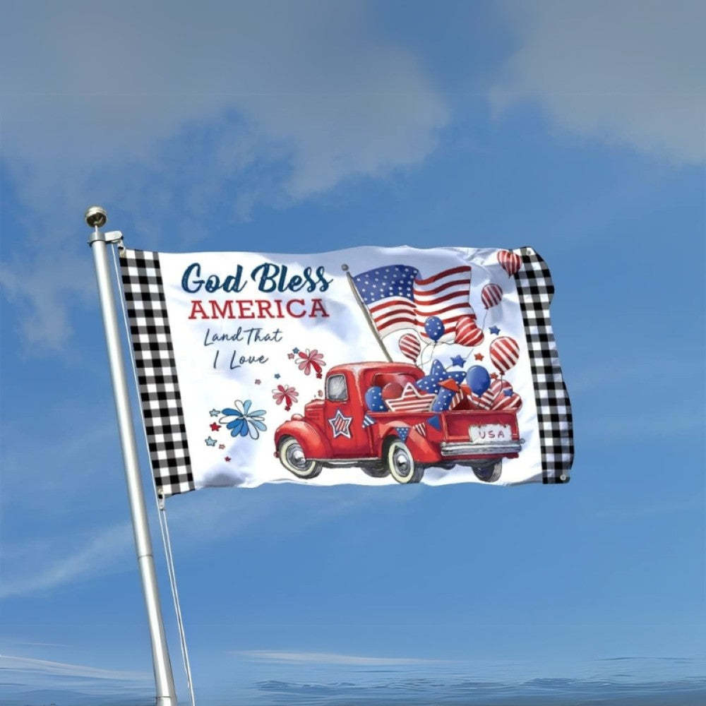 Patriotic American Truck Printed 4th Of July Flag-Globe Flags