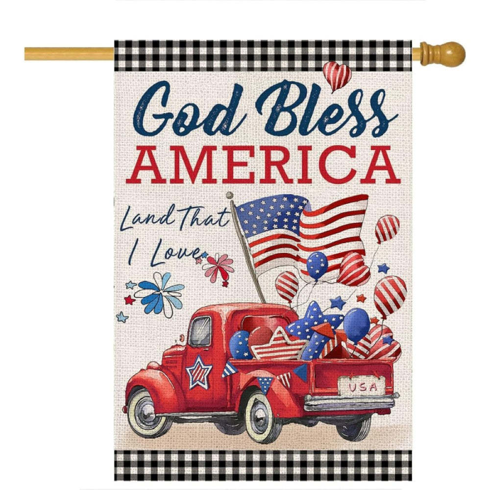 American Truck With Flags Printed Of House Flag-Globe Flags