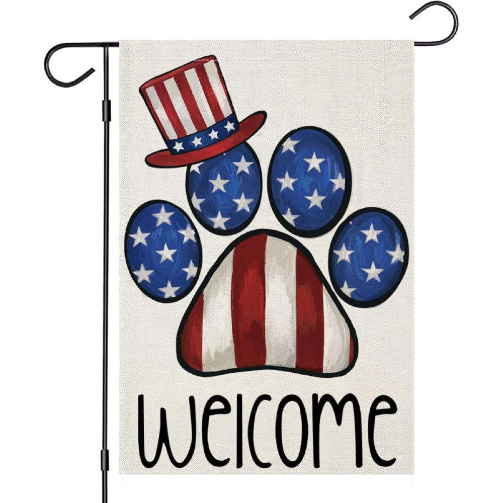 Patriotic Dog Paw Printed Garden Flag-Globe Flags