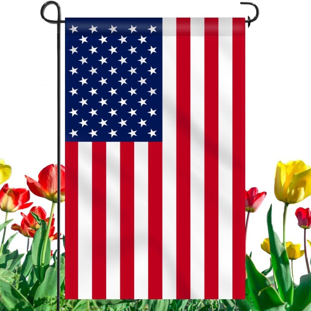 Celebrate America Patriotic Stars And Stripes Garden - front view on white background