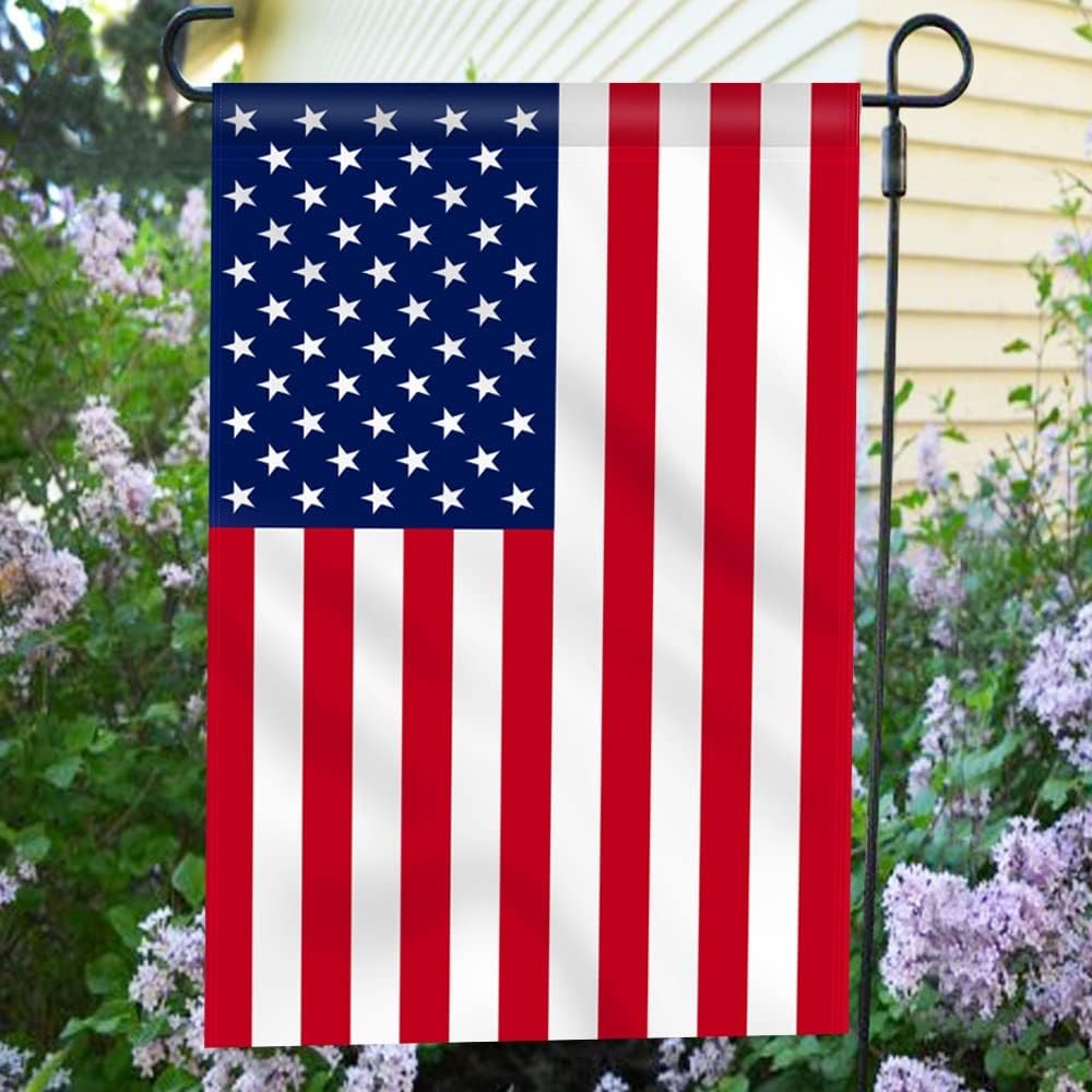 Celebrate America Patriotic Stars And Stripes Garden flying on outdoor flagpole