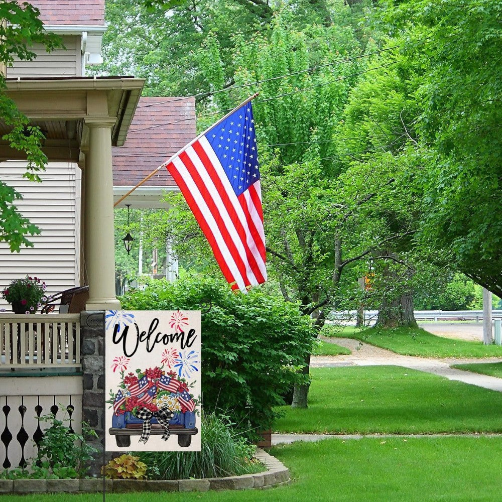 Truck With Flowers Printed Garden Flag-Globe Flags