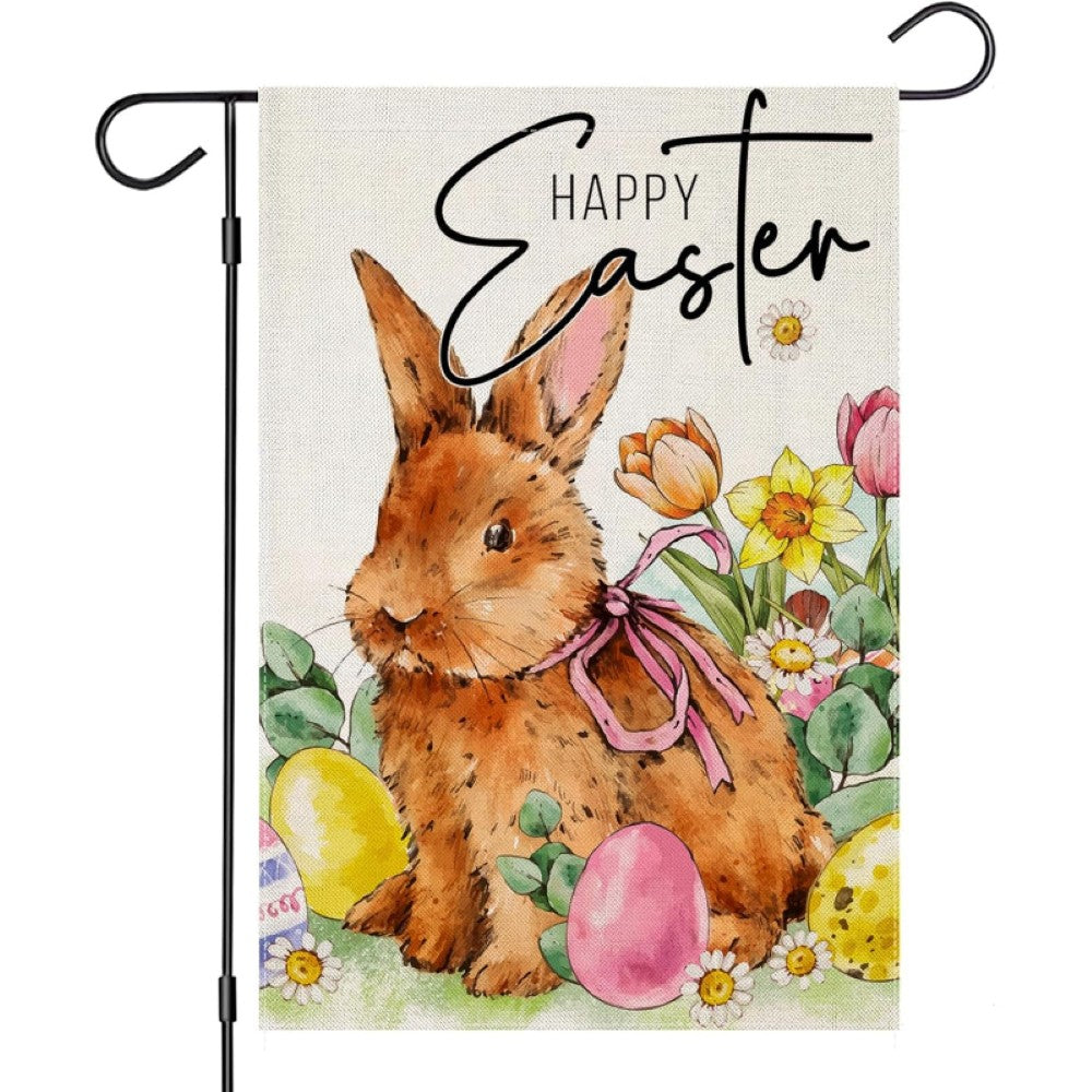 Adorable Bunny Easter Garden Printed Flag-Globe Flags