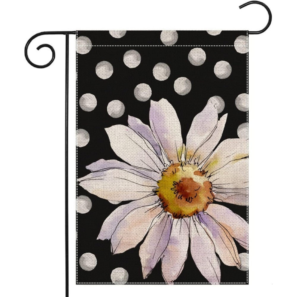 Spring Printed Watercolor Daisy Garden Flag-Globe Flags