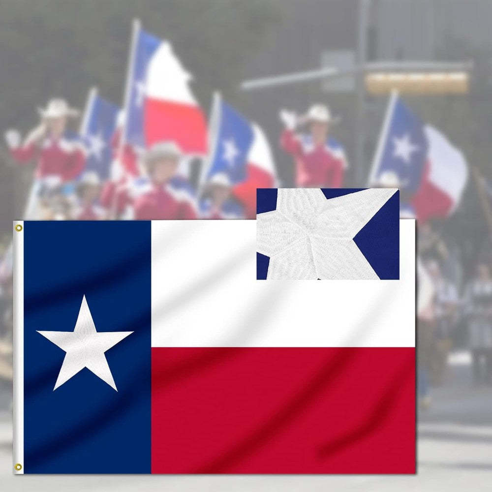 Texas Emblem Outdoor Banner With Embroidered Star-Globe Flags