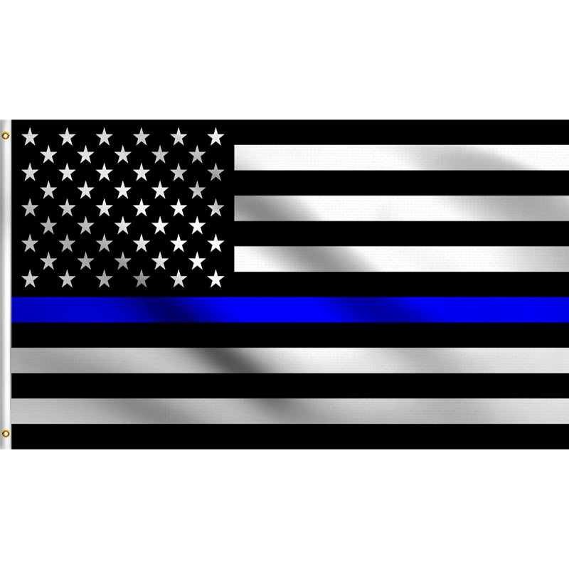 Thin Blue Line Design Flag - front view on white background