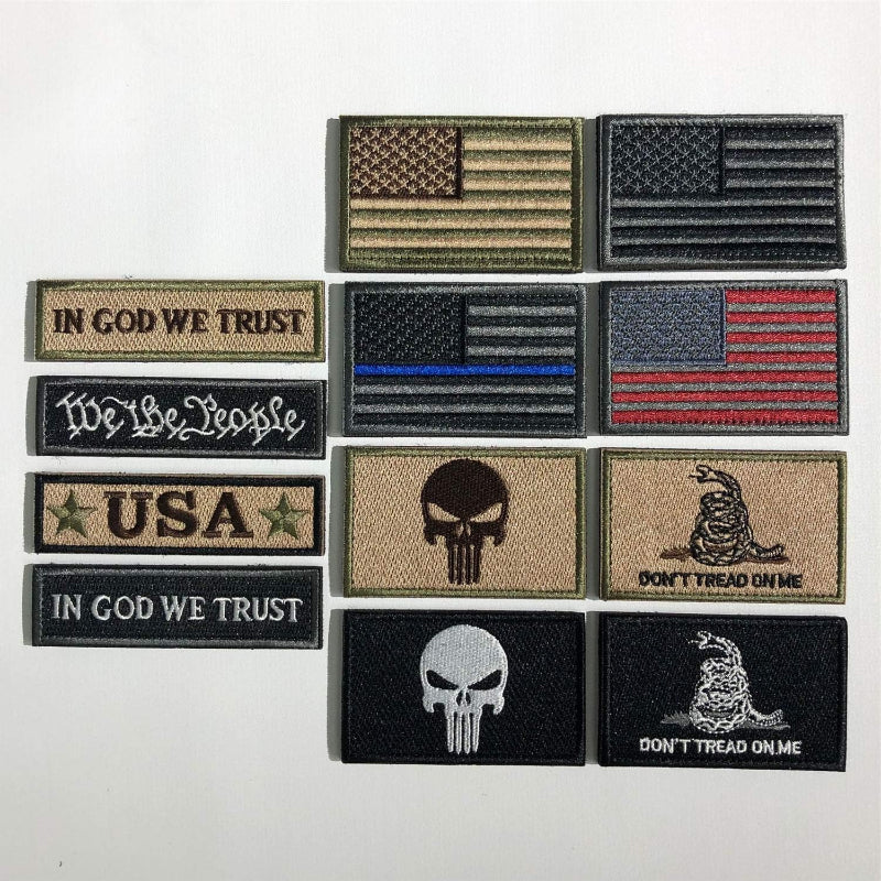 12 Pieces USA Flag Patch Set Thin Blue Line-Globe Flags