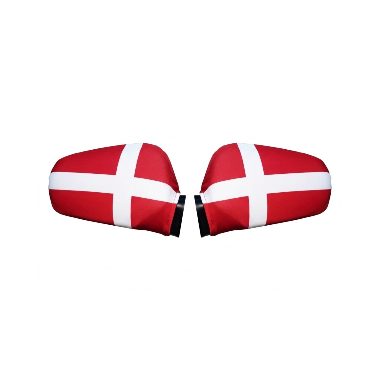 Official FIFA 2026 Denmark Car Mirror Flag showing elastic strap attachment detail