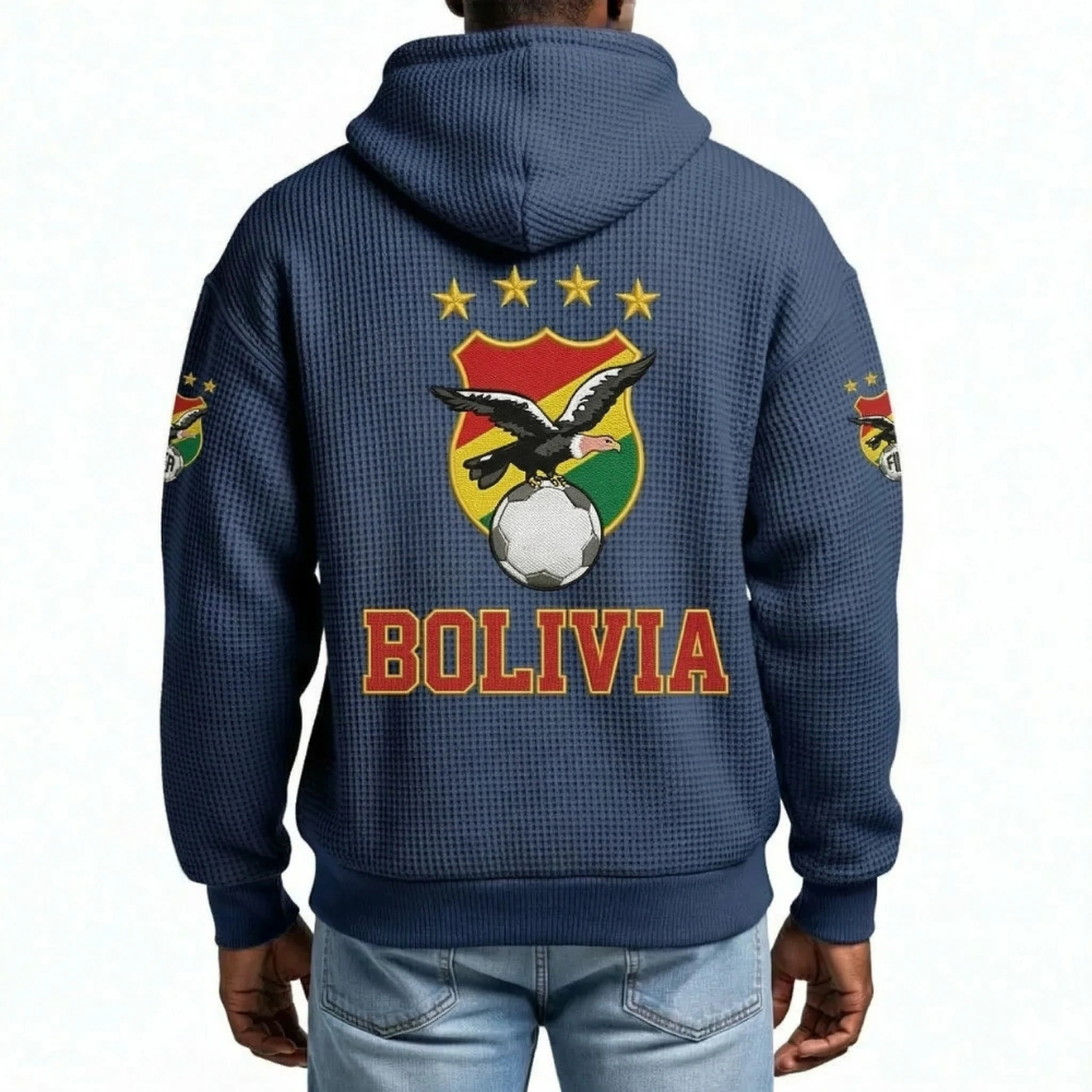 Bolivia Printed Waffle Quarter Zip Football Fan Hoodie