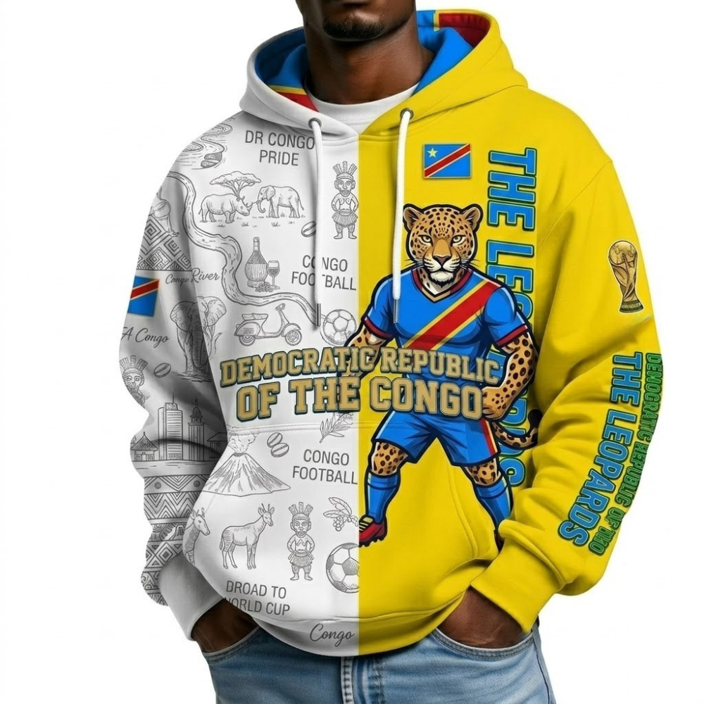 Democratic Republic Of The Congo Football Themed All Over Printed Hoodie