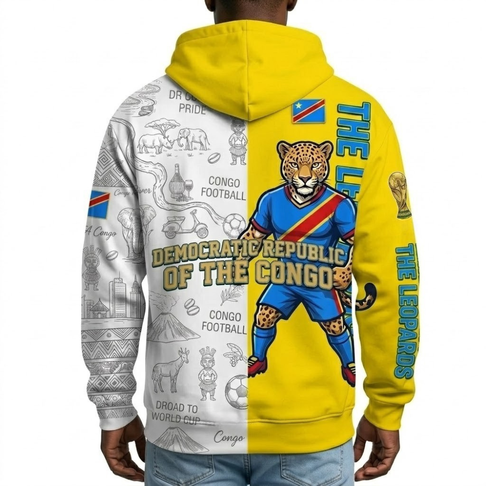 Democratic Republic Of The Congo Football Themed All Over Printed Hoodie