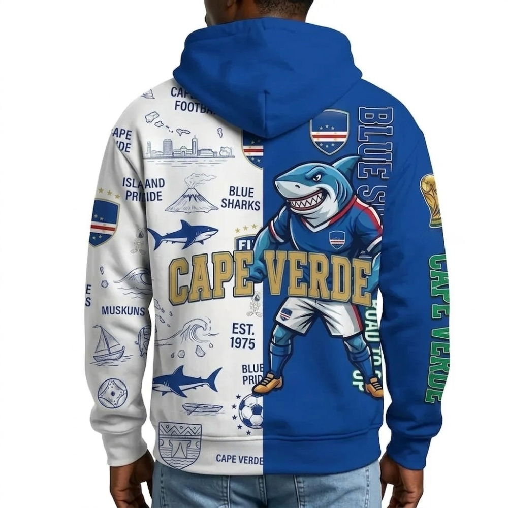 Cape Verde Football Themed All Over Printed Hoodie