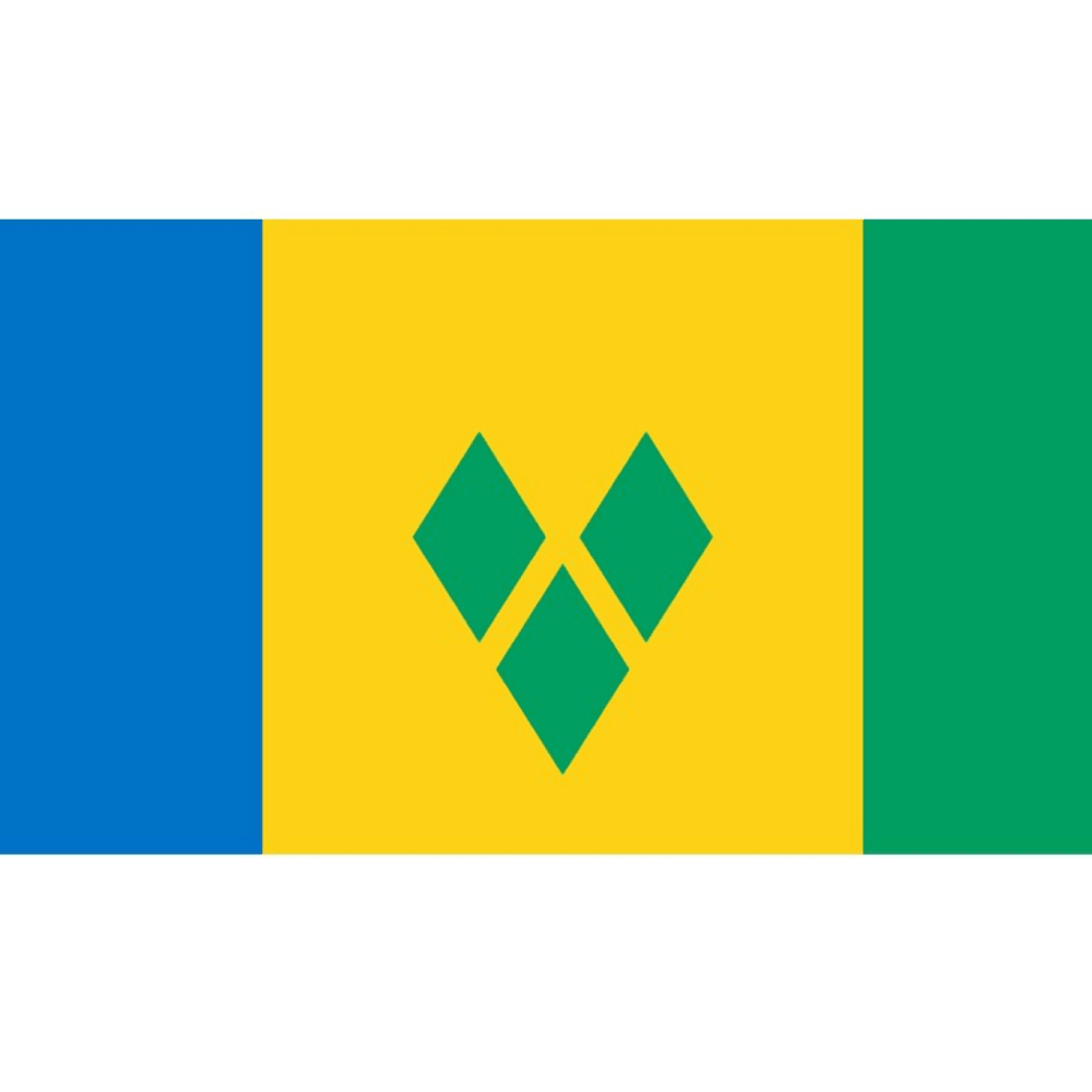 Saint Vincent Grenadines Flag - front view on white background