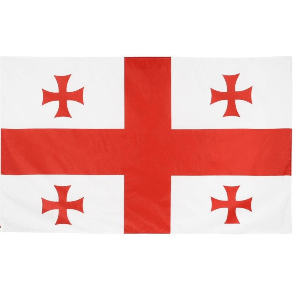 Georgian Polyester Display Flag - front view on white background