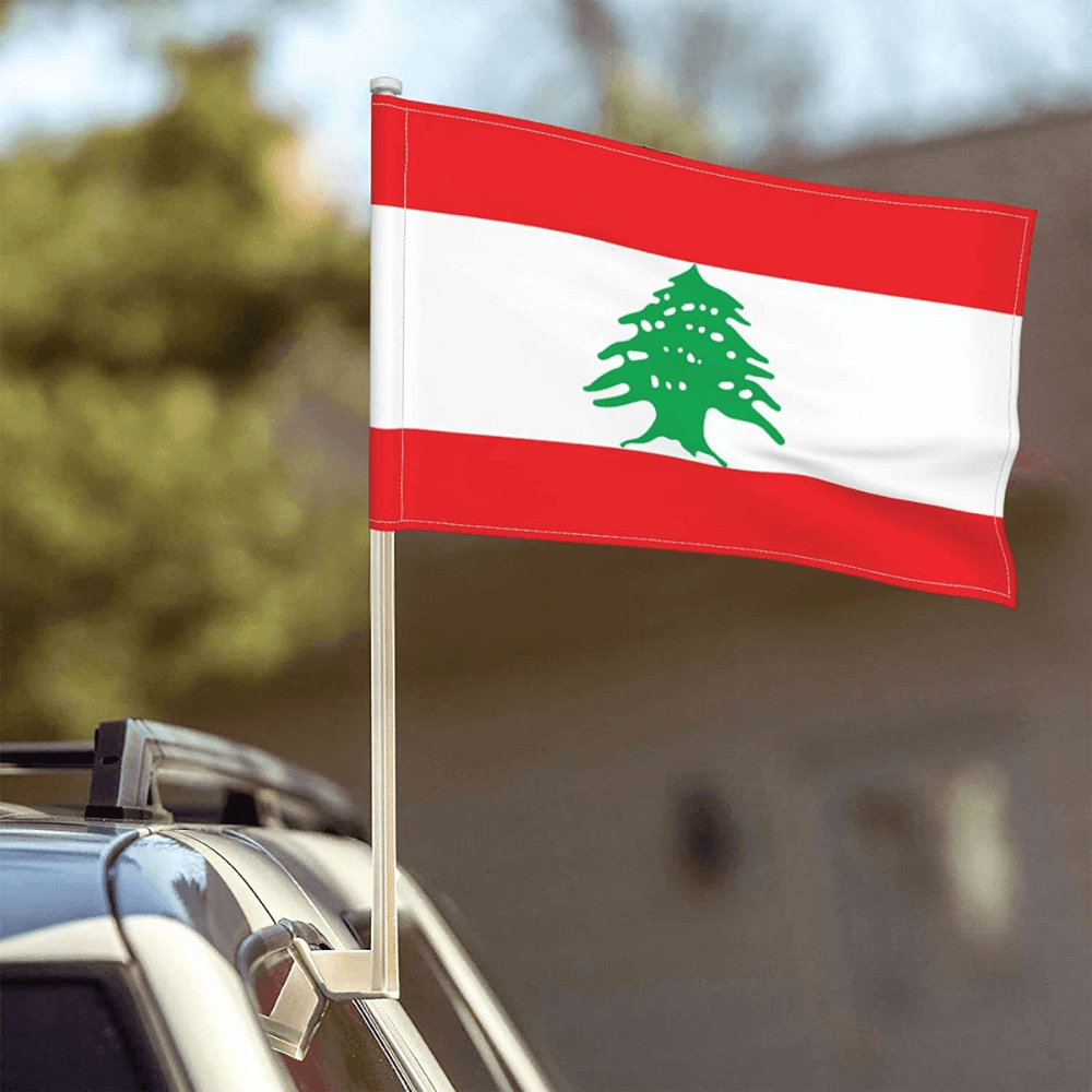 Lebanon Car Window Flag-Globe Flags