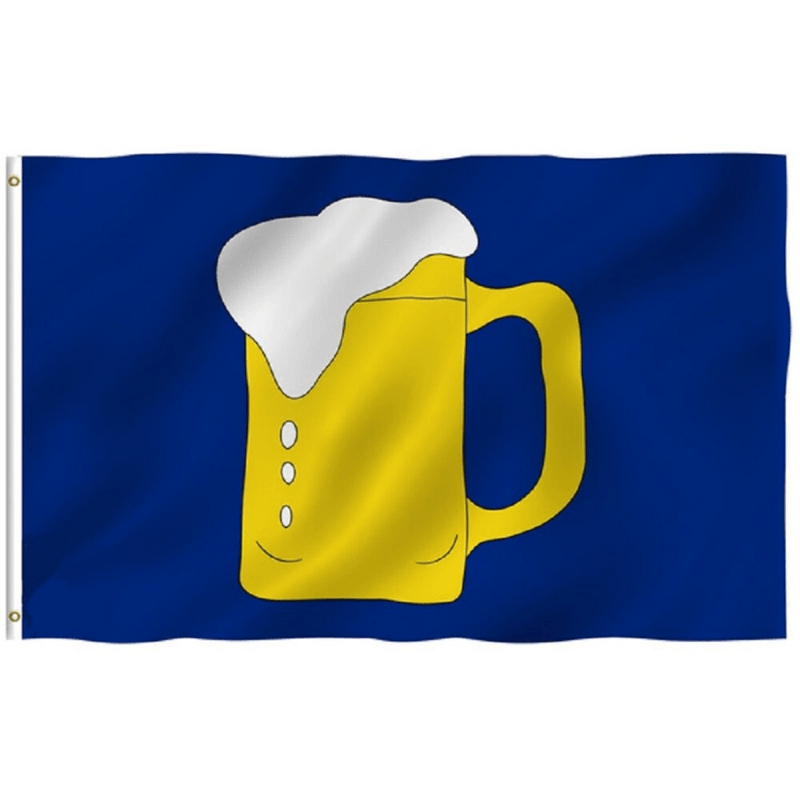 Artistic Beer Mug Party Flag With Blue Background-Globe Flags