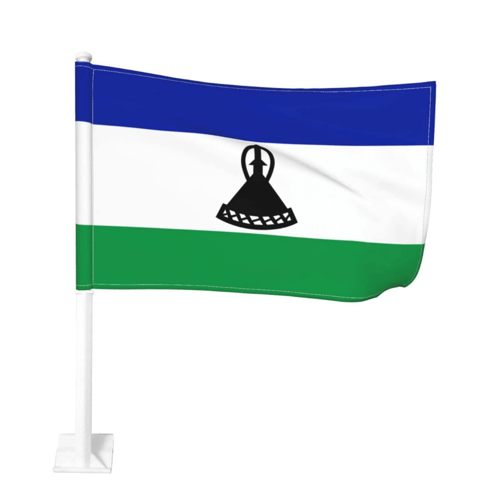 Lesotho Car Window Mounted Flag-Globe Flags