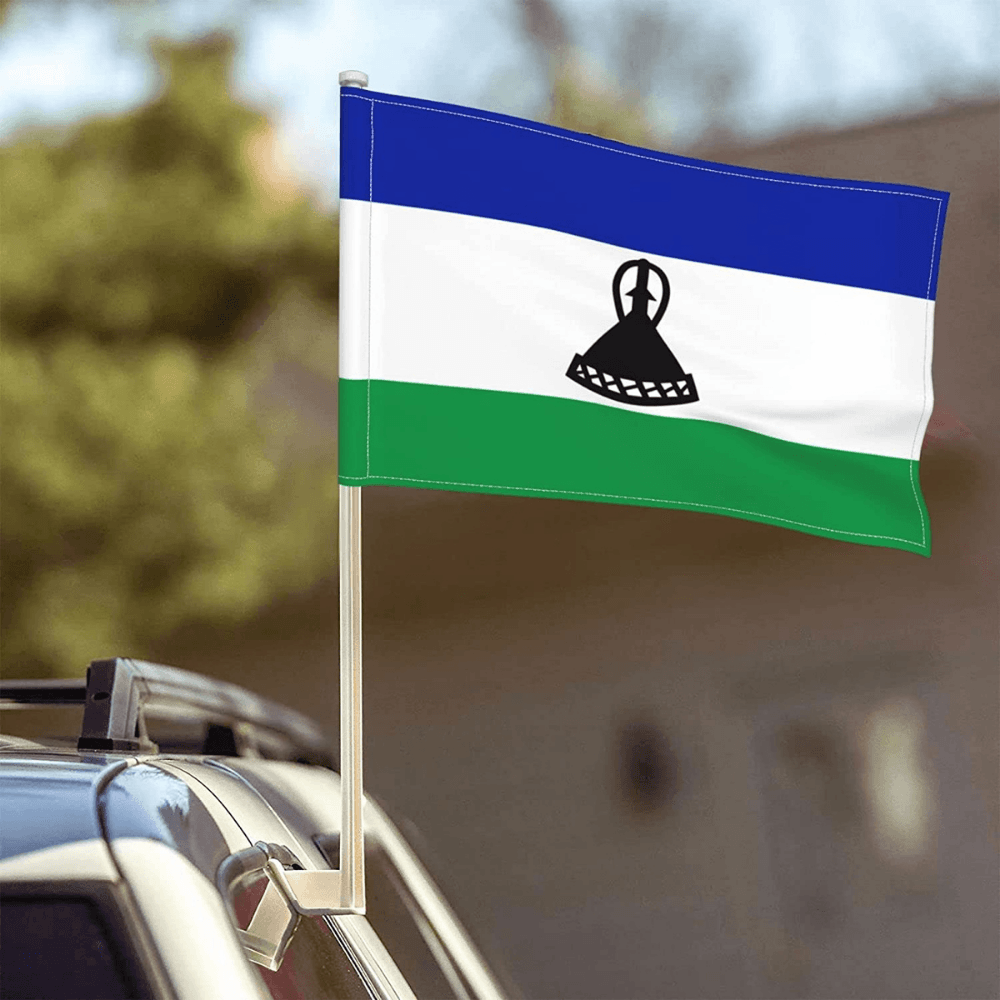 Lesotho Car Window Mounted Flag-Globe Flags