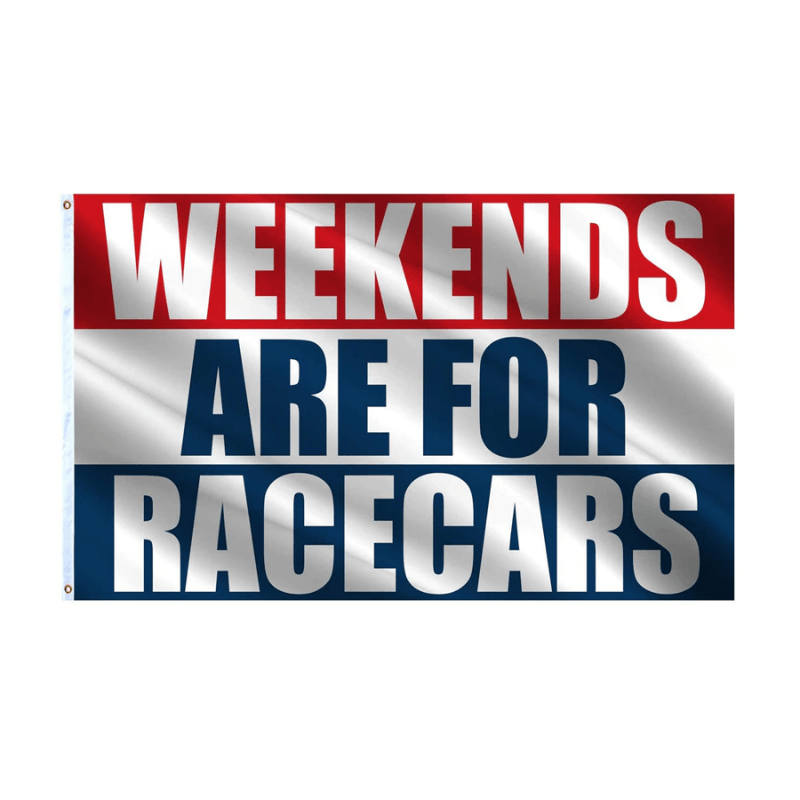 Weekends Are for Race Cars Vivid Car Racing Banner Flag-Globe Flags