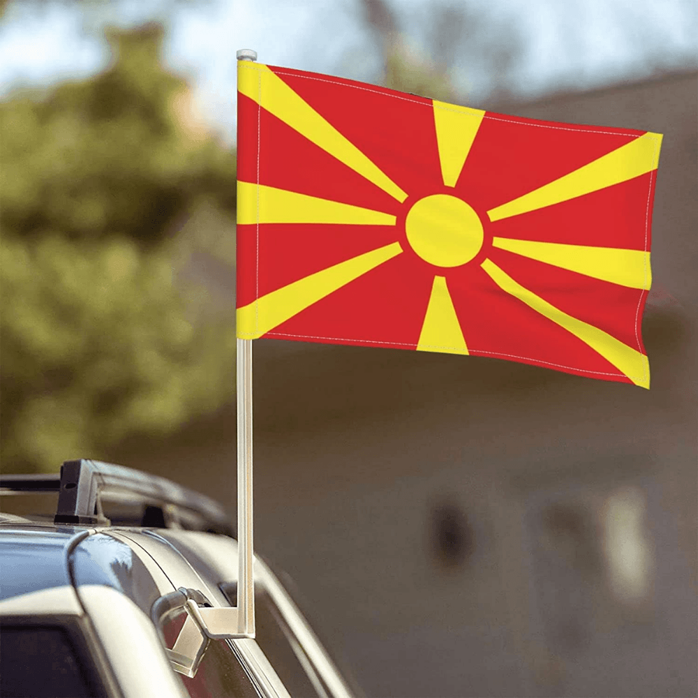 Macedonia Car Window Mounted Flag For Car Decor-Globe Flags