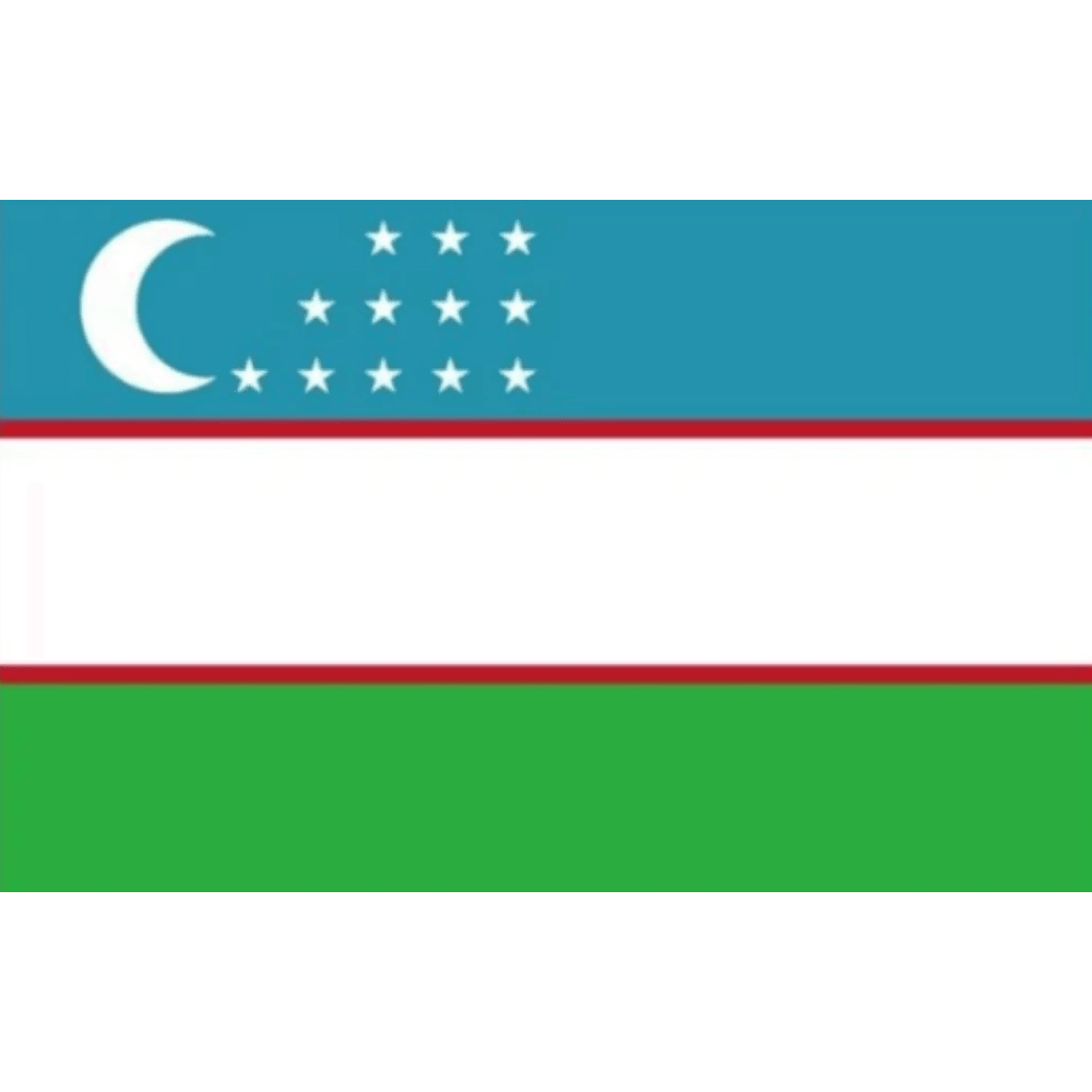Uzbekistan Polyester National Flag - front view on white background