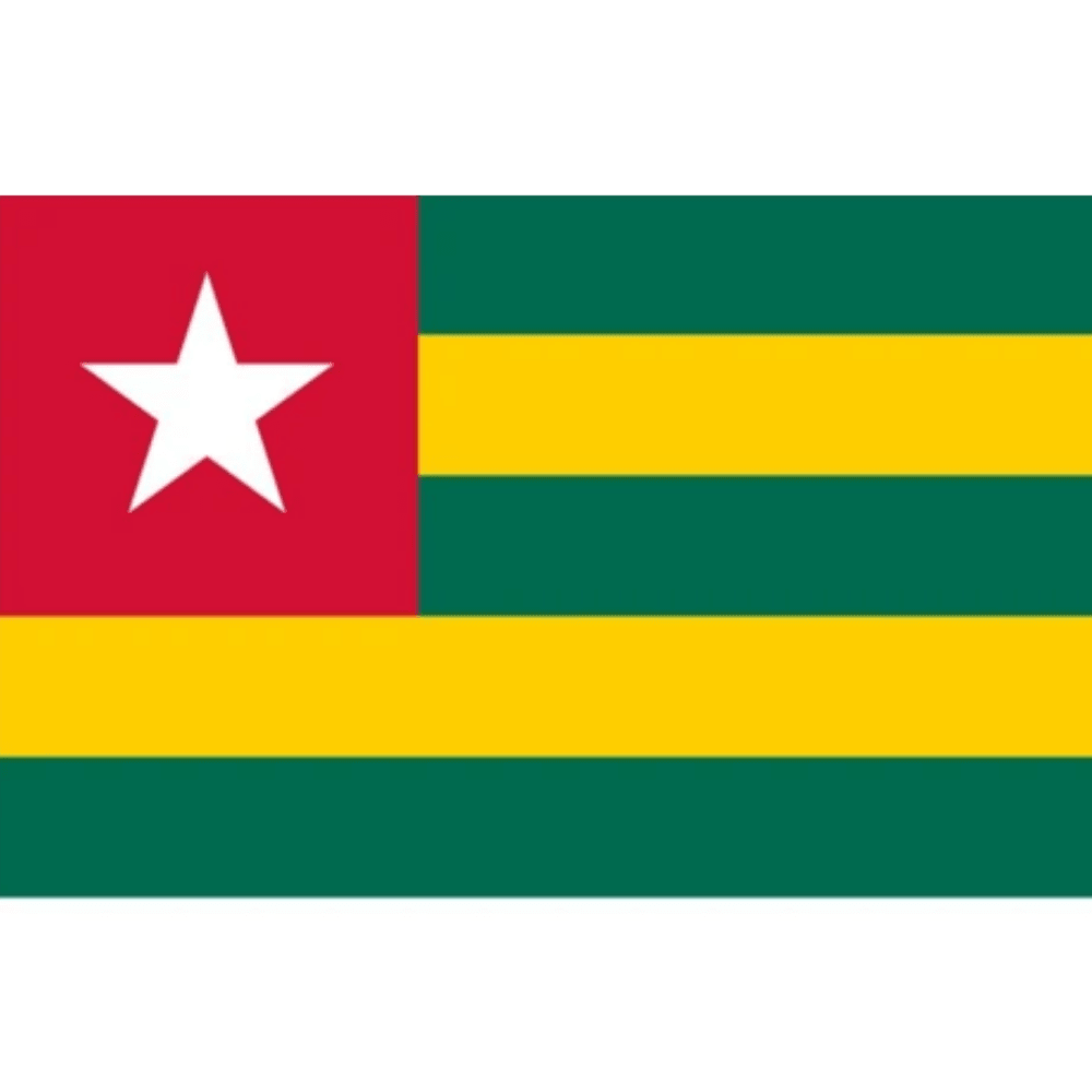 Togo Polyester Flag - front view on white background