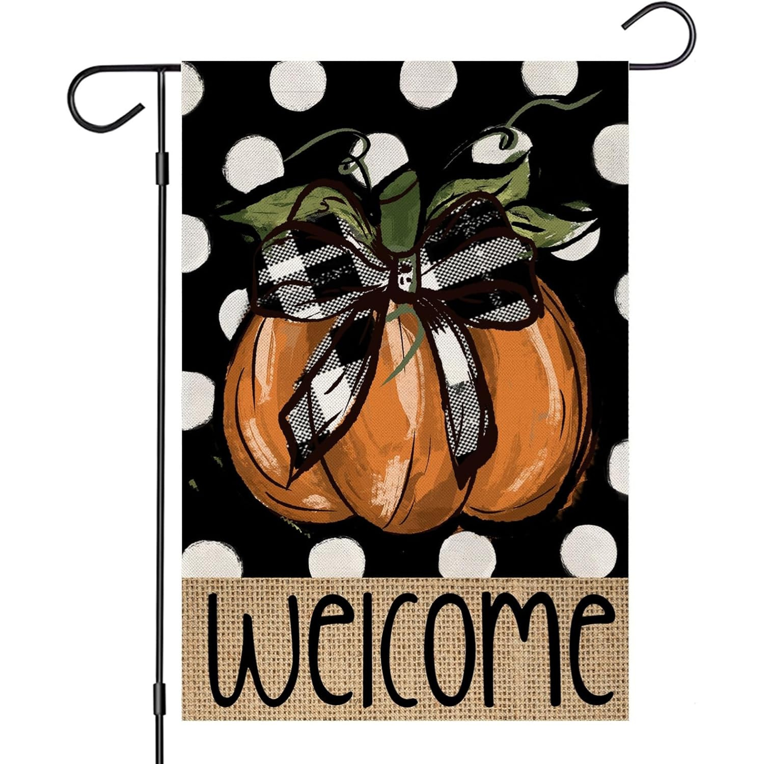 Harvest Pumpkin Garden Flag With Polka Dot Design-Globe Flags