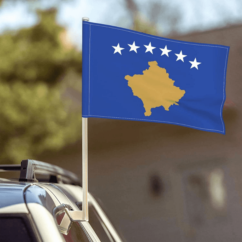 Kosovo Car Window Flag-Globe Flags