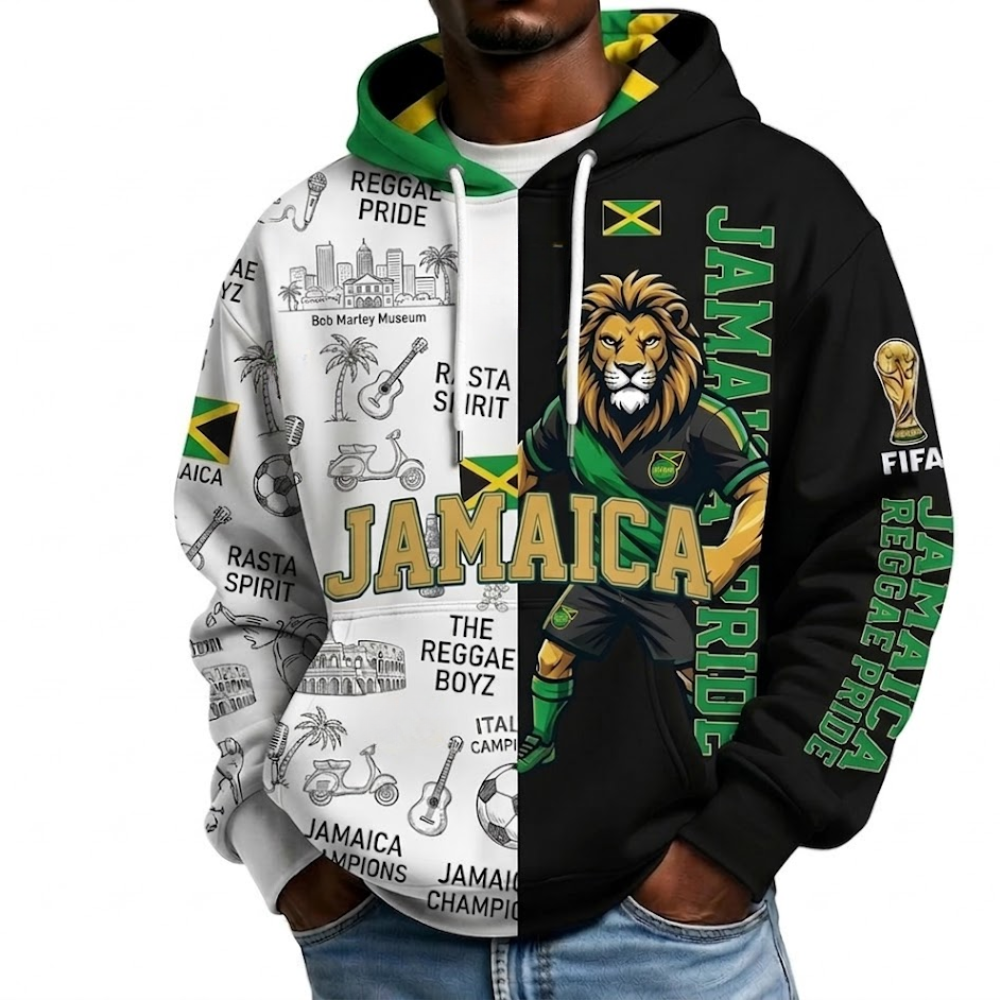 FIFA 2026 Jamaica Football Themed All Over Printed Hoodie