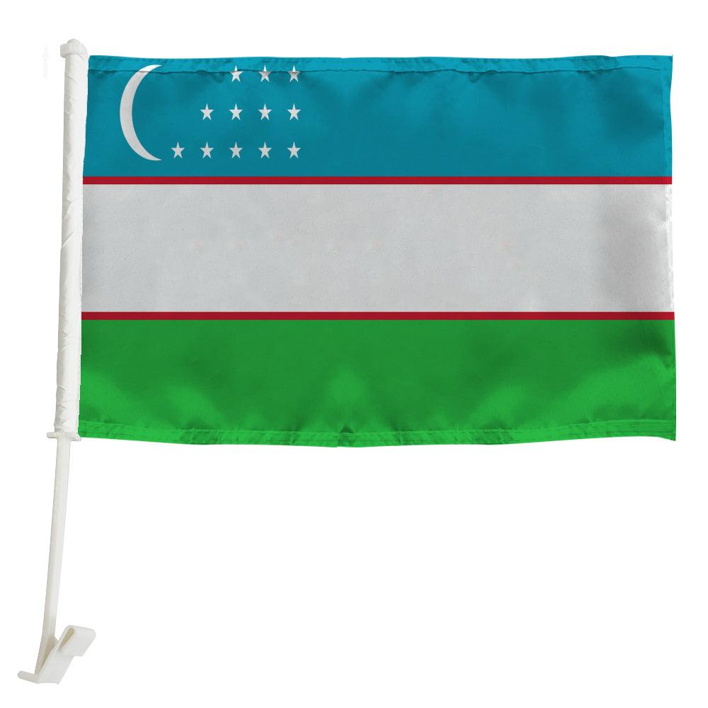 Designed Uzbekistan Car Window Mounted Flag For Car-Globe Flags