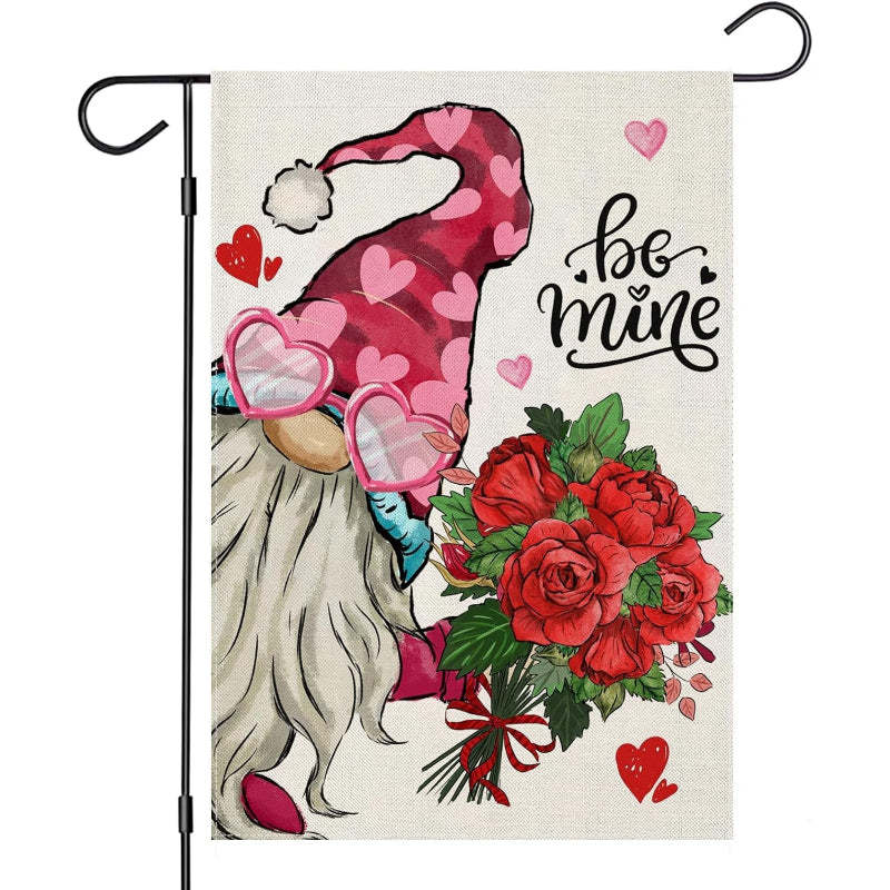 Snowman Happy Valentines Day Garden Flag-Globe Flags