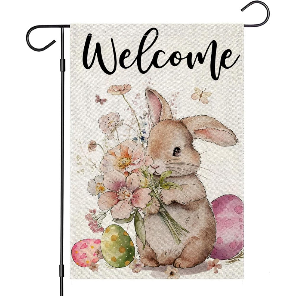 Welcome Easter Bunny Themed Garden Flag-Globe Flags