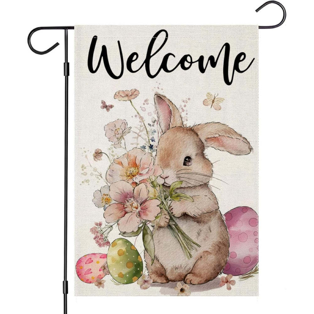 Welcome Easter Bunny Themed Garden Flag-Globe Flags