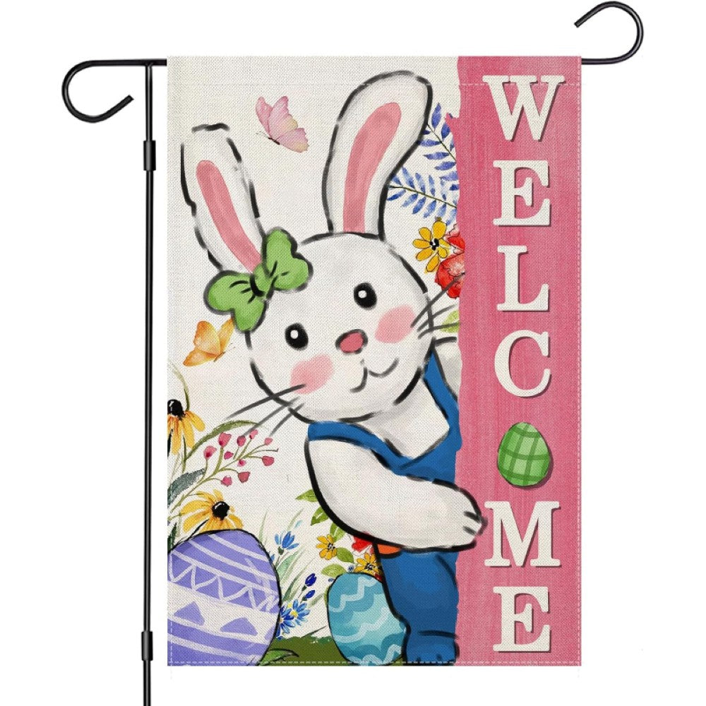 Welcome Printed Easter Bunny Garden Flag-Globe Flags