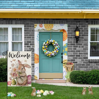 Welcome Easter Bunny Themed Garden Flag-Globe Flags