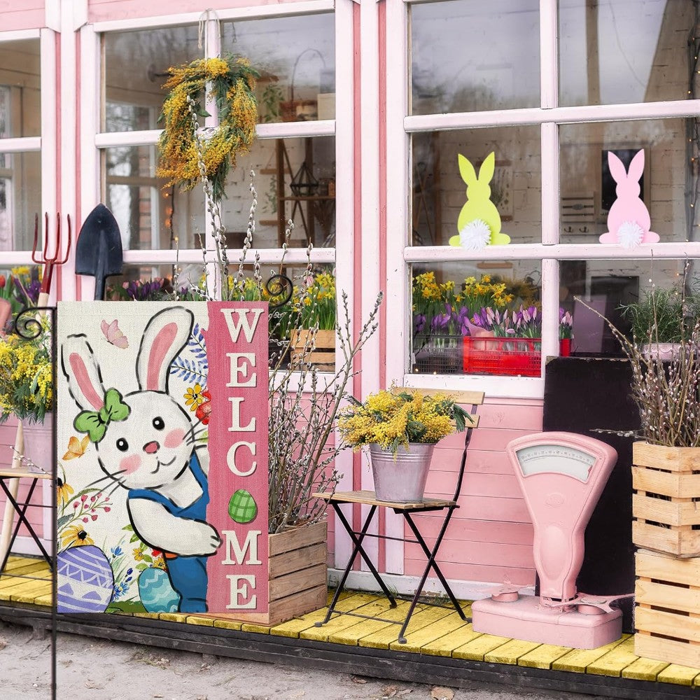 Welcome Printed Easter Bunny Garden Flag-Globe Flags