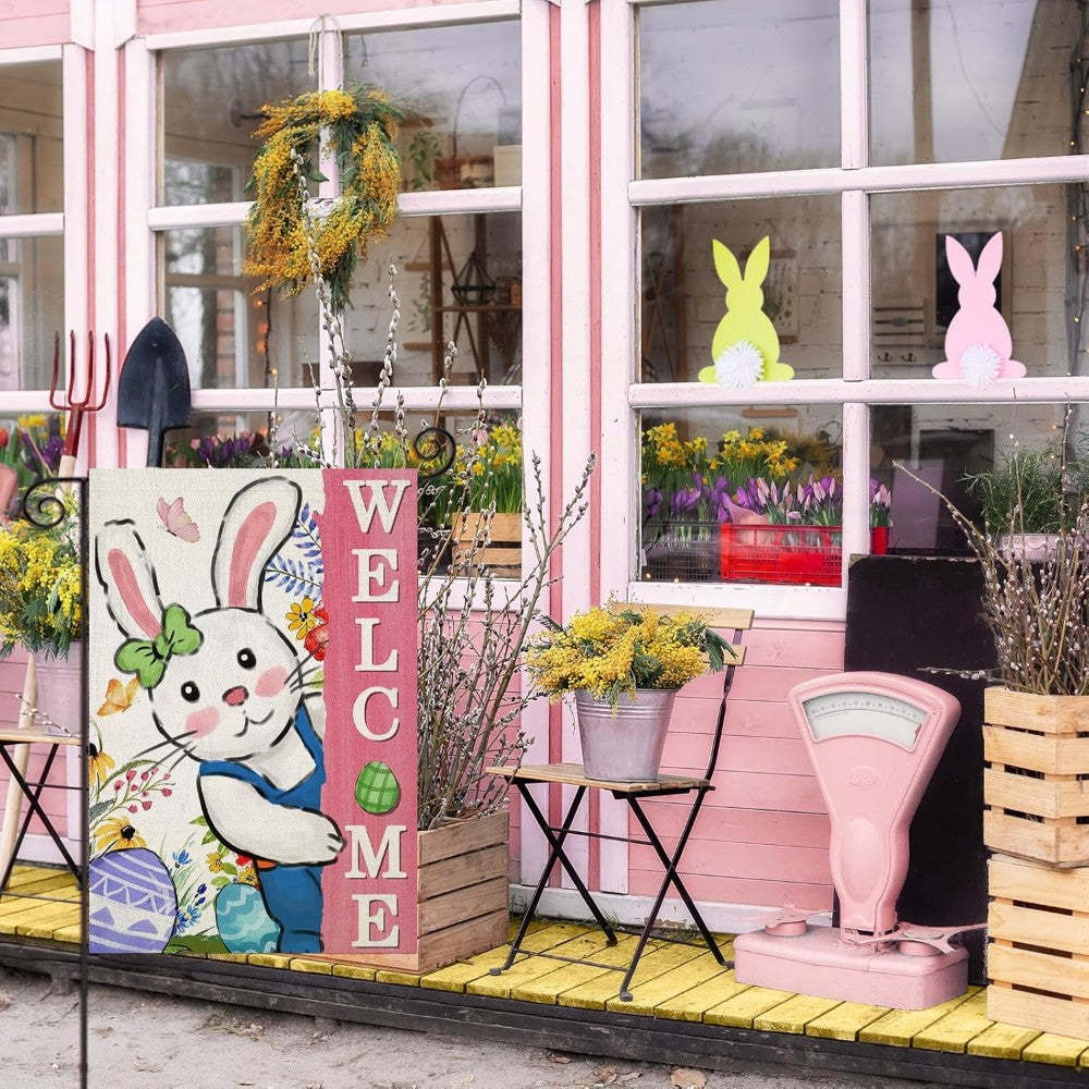 Welcome Printed Easter Bunny Garden Flag-Globe Flags