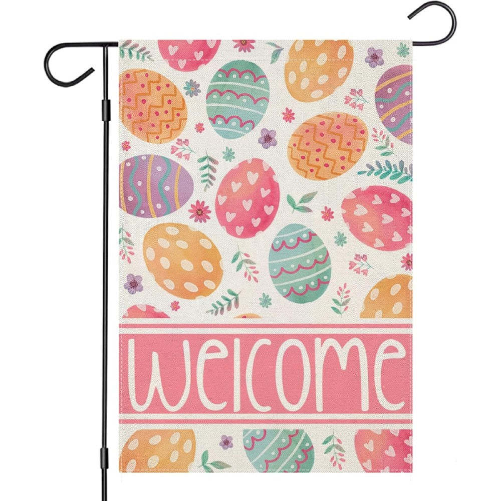 Welcome Printed Easter Garden Flag-Globe Flags