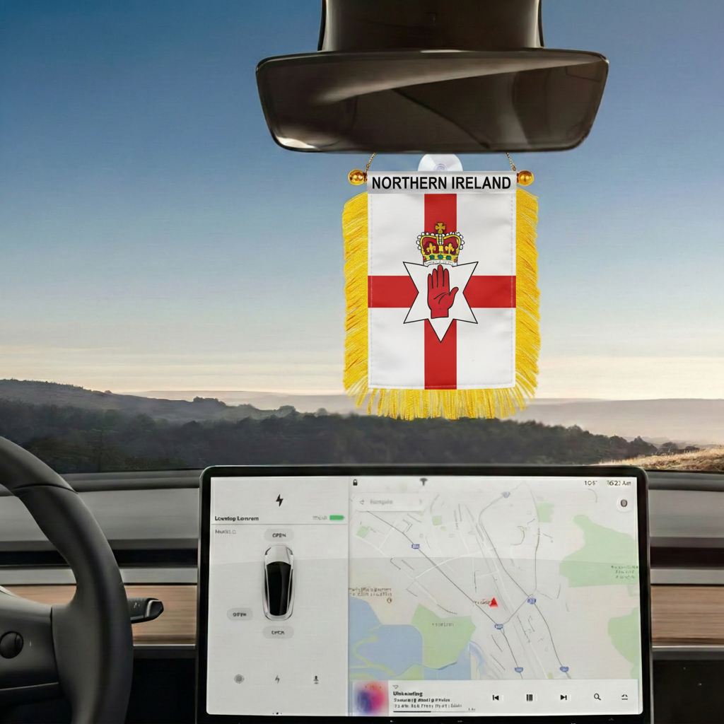 Official FIFA 2026 Northern Ireland Car Window Mini Decorative Flag attached to car window