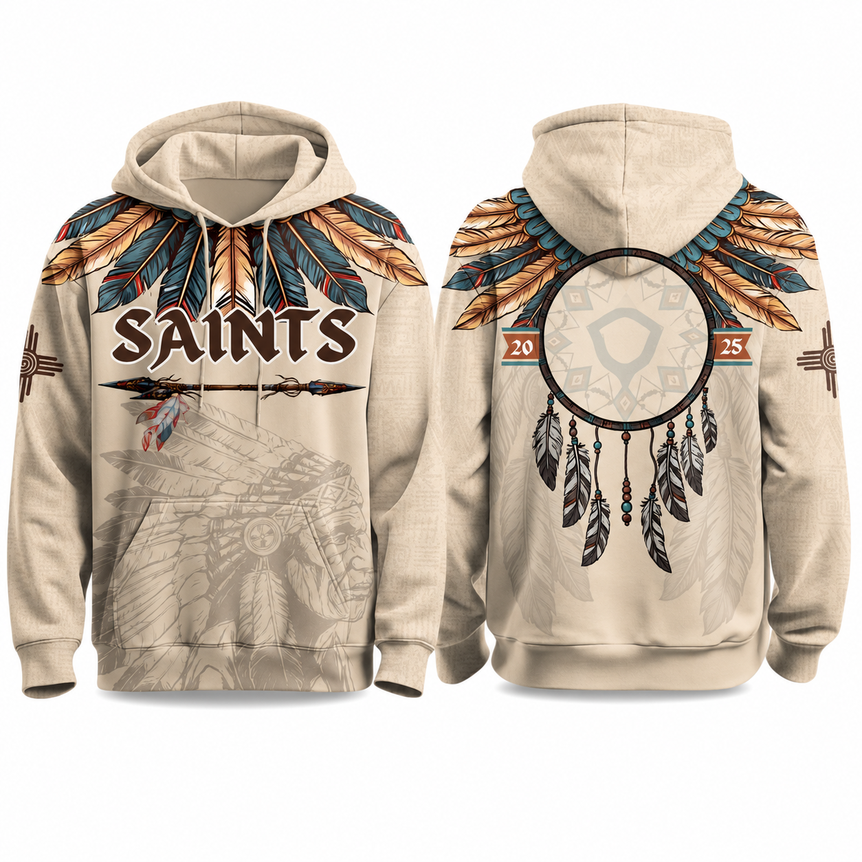 New Orleans Saints Football Team Themed Native American Heritage Hoodie For Fans