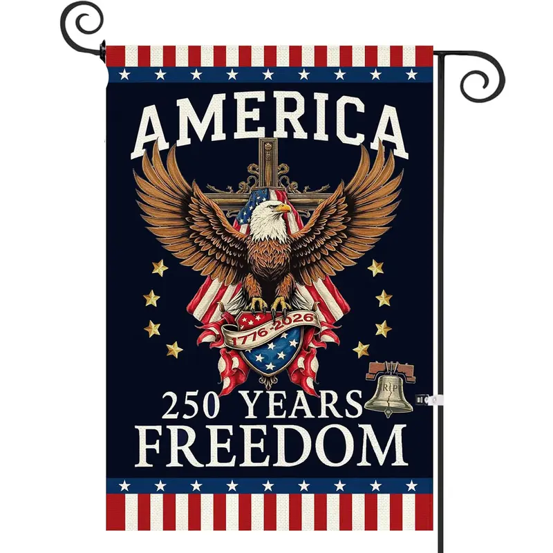 American 250th Anniversary Garden Flag - 250th Birthday Edition (1776-2026) with Stars & Stripes House Flag, Durable Fade-Resistant Outdoor Decoration for 4th of July, Patriotic Yard Sign