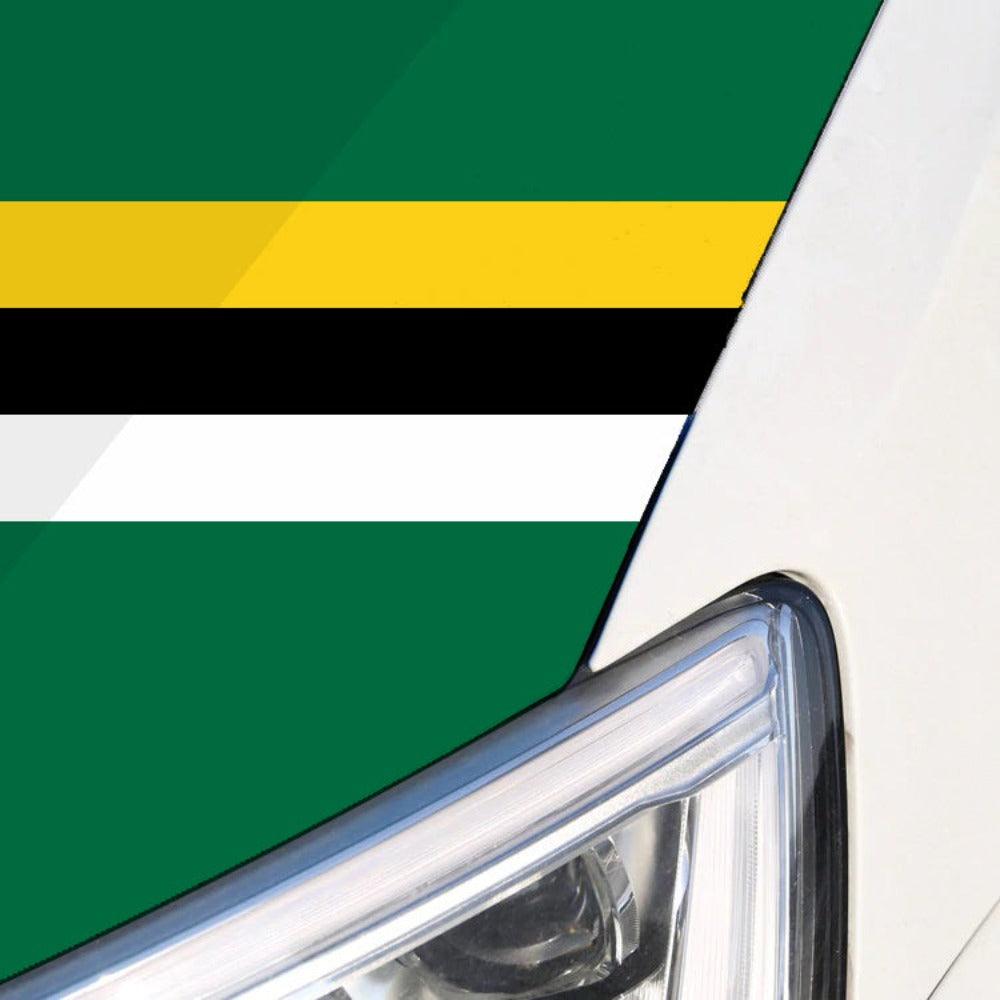 Dominica Car Hood Flag mounted on car hood while driving