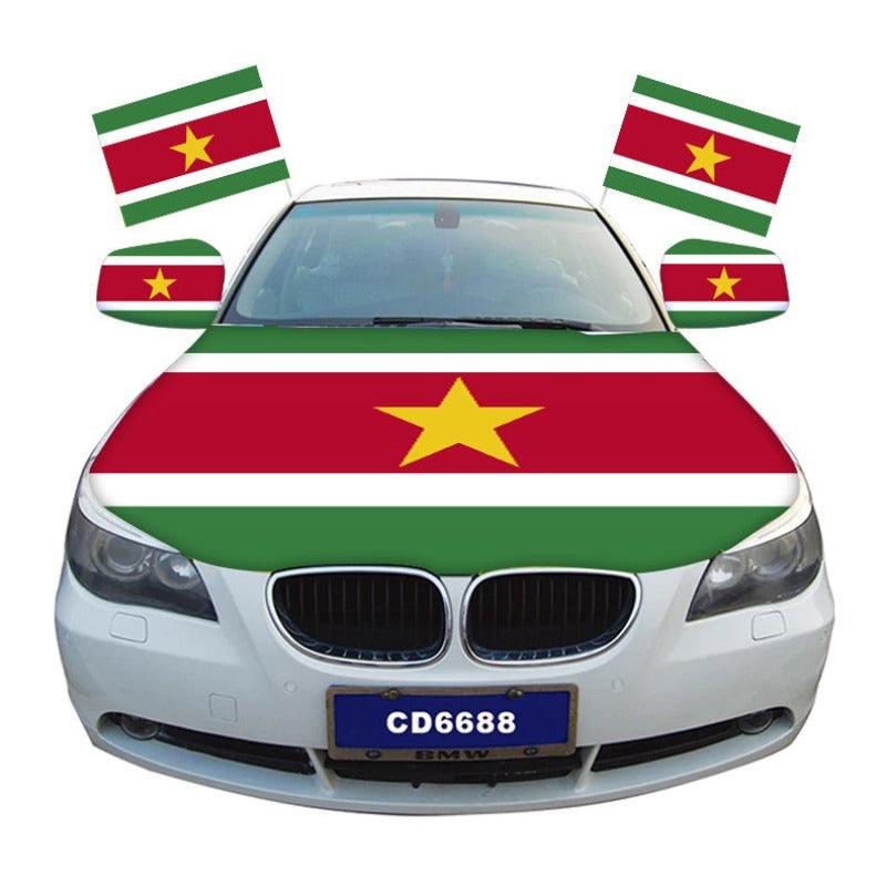 Suriname Car Hood Cover Flag-Globe Flags