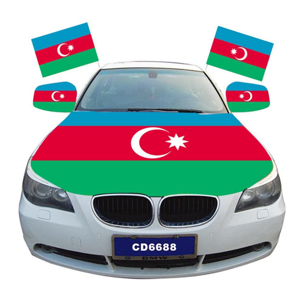 Azerbaijan Car Hood Cover-Globe Flags