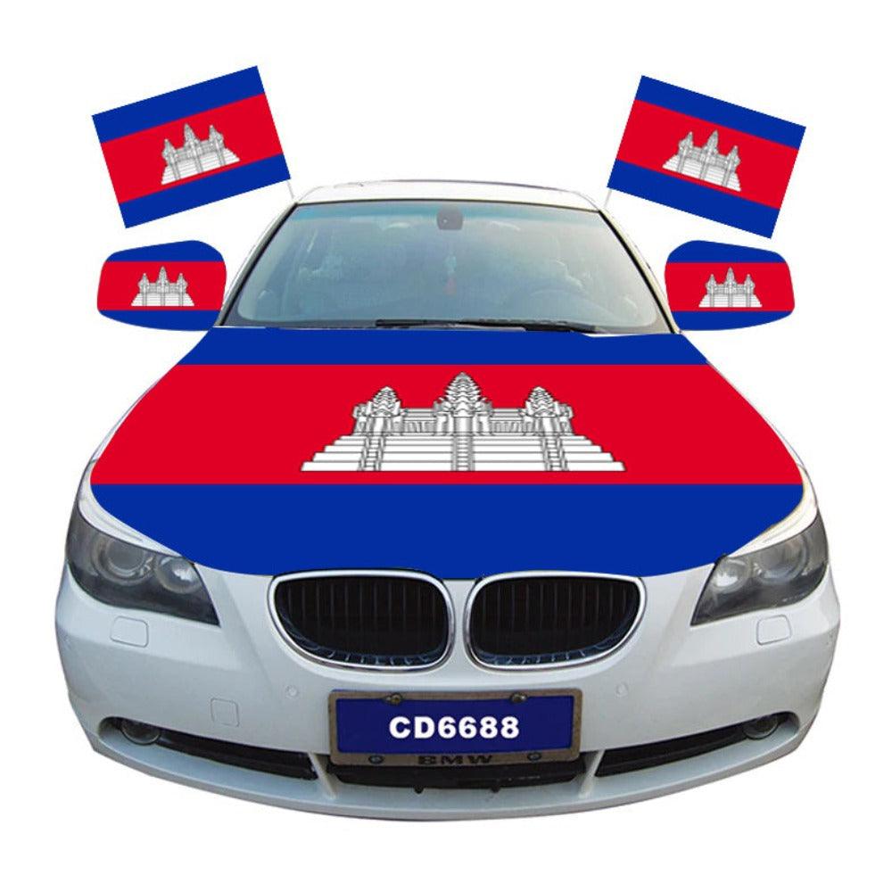 Cambodia Car Hood Flag – Patriotic, Durable Polyester Cover-Globe Flags