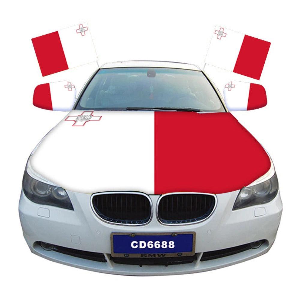 Malta Car Hood Cover Flag-Globe Flags