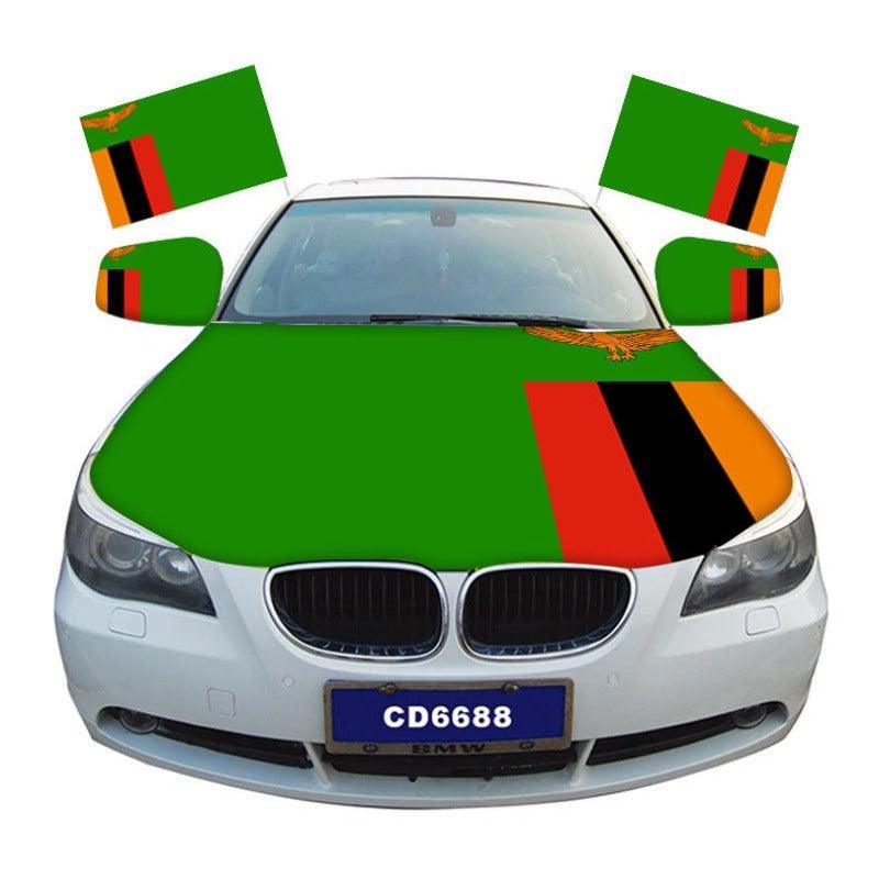 Zambia Car Hood Cover-Globe Flags